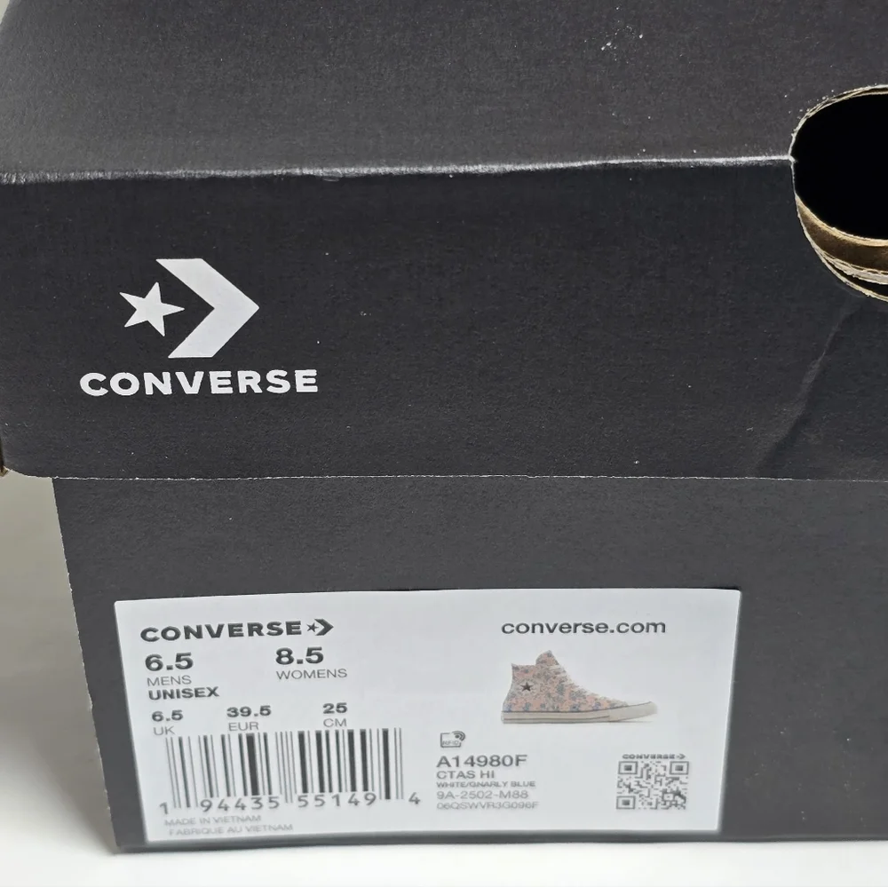 Converse Chuck Taylor All Star Floral High Top Sneakers Womens 8.5 Pink Blue NWT - Picture 8 of 8